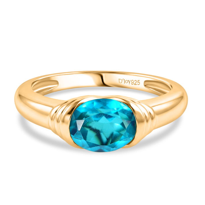 D'Joy Capri Blue Triplet Quartz Solitaire Ring in Yellow Gold Plated  Sterling Silver 1.53 Ct. 8478490 1