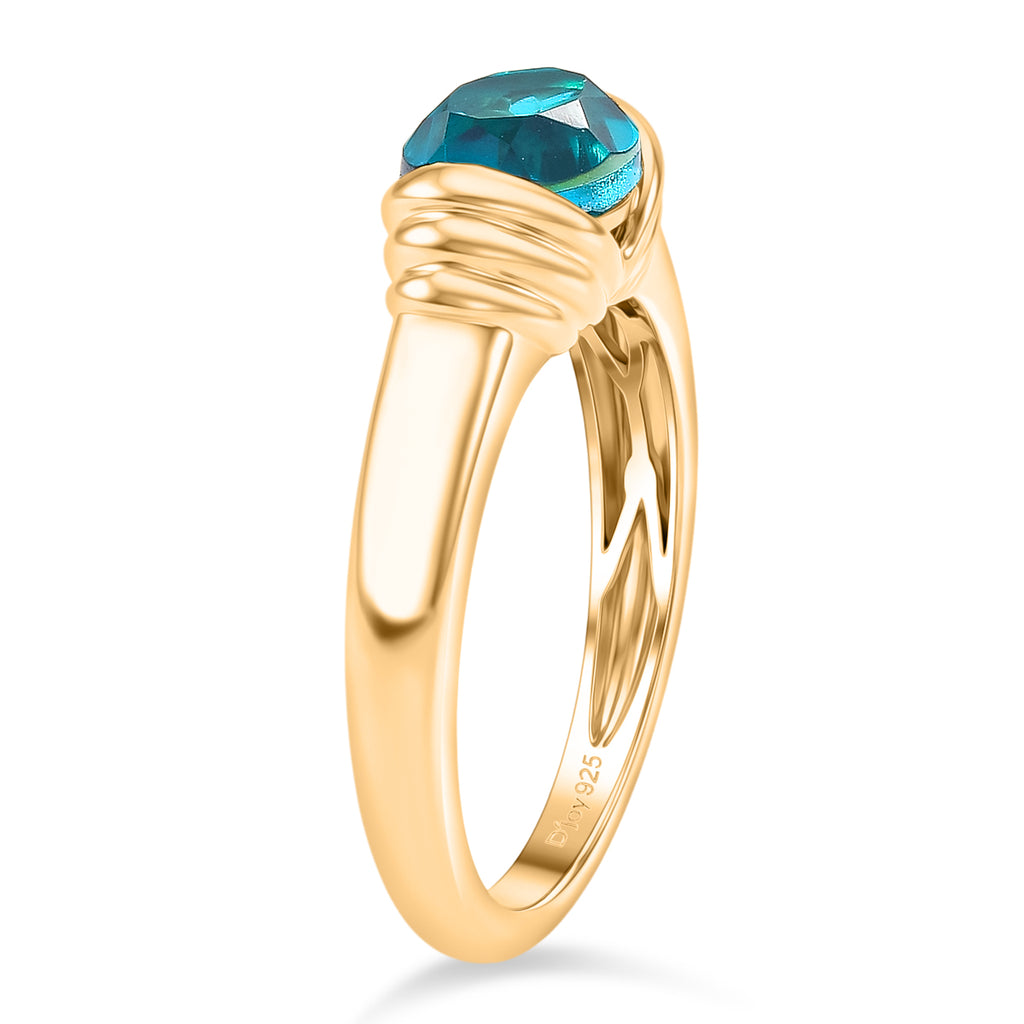 D'Joy Capri Blue Triplet Quartz Solitaire Ring in Yellow Gold Plated  Sterling Silver 1.53 Ct._8478490_3