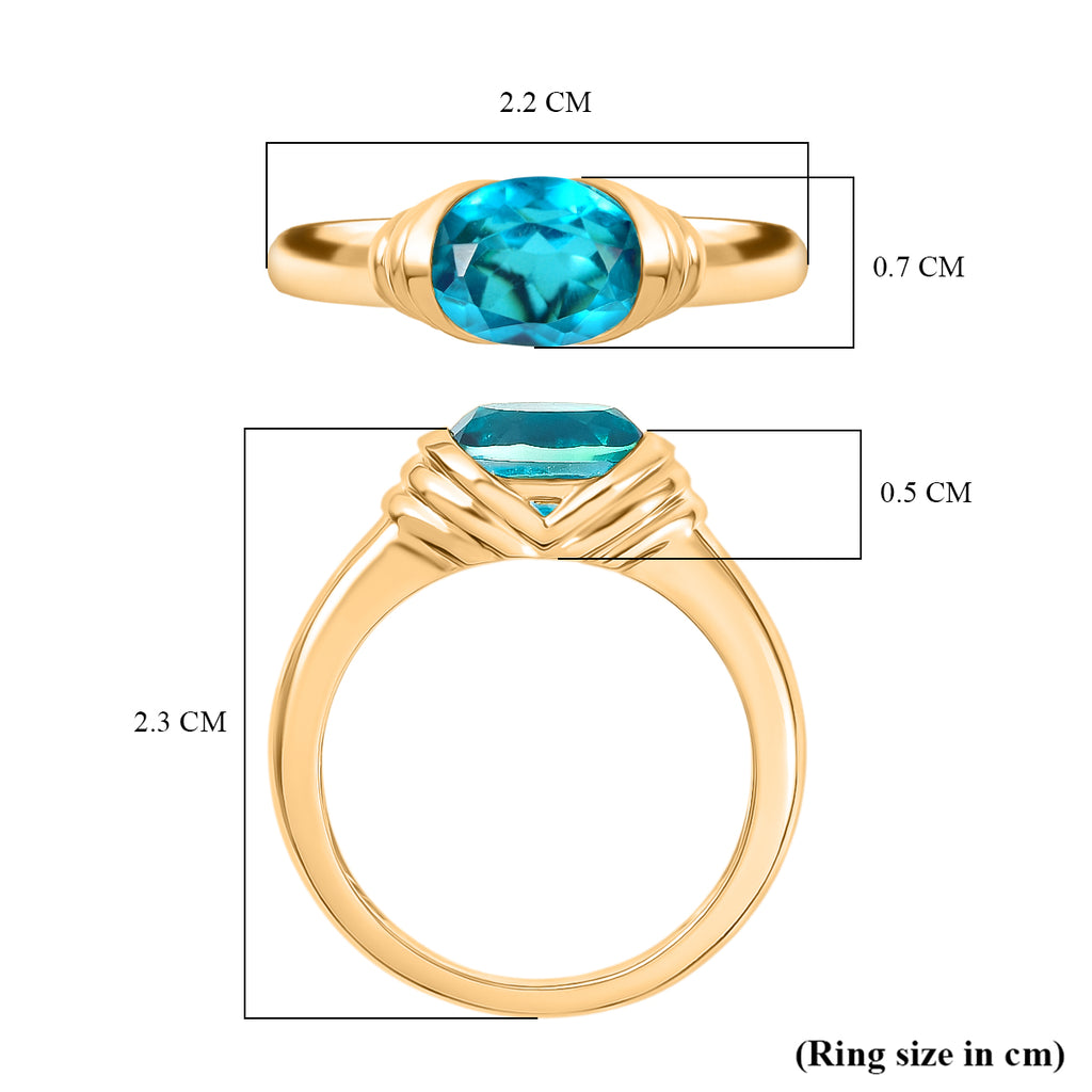 D'Joy Capri Blue Triplet Quartz Solitaire Ring in Yellow Gold Plated  Sterling Silver 1.53 Ct._8478490_5