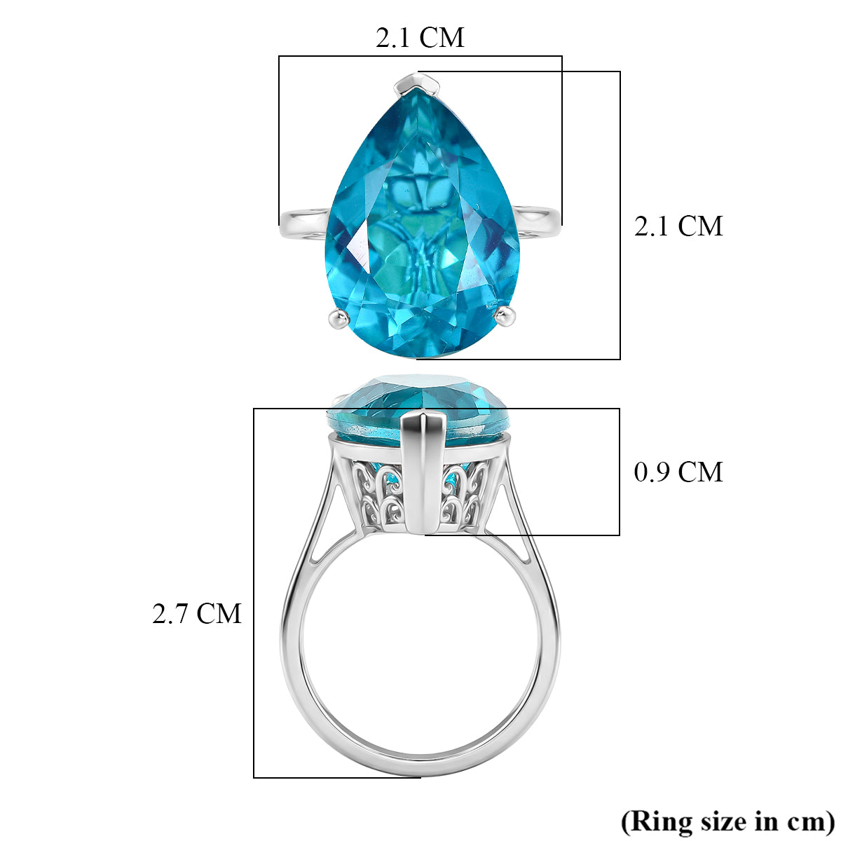 D'Joy Capri Blue Triplet Quartz Solitaire Ring in Rhodium Overlay Sterling Silver 10.68 Ct. V32641498 6