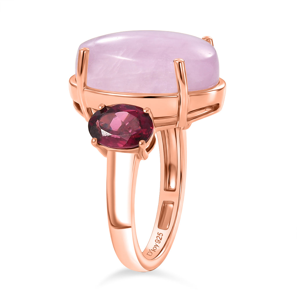 D'Joy Natural Kunzite & Orissa Rose Garnet Trilogy Ring in Rose Gold Plated Sterling Silver 13.50 Ct._8478731_3