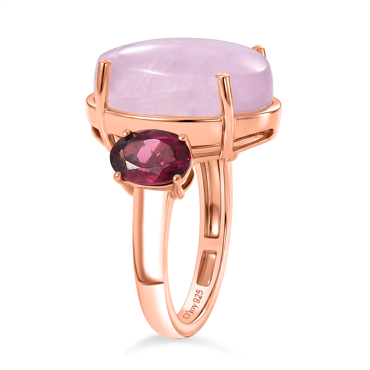 D'Joy Kunzite, Orissa Rose Garnet Trilogy Ring in Rose Gold Plated Sterling Silver 13.50 Ct. V32514915 4