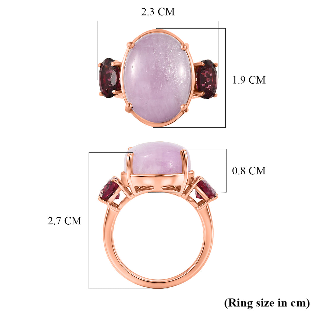 D'Joy Natural Kunzite & Orissa Rose Garnet Trilogy Ring in Rose Gold Plated Sterling Silver 13.50 Ct._8478732_5