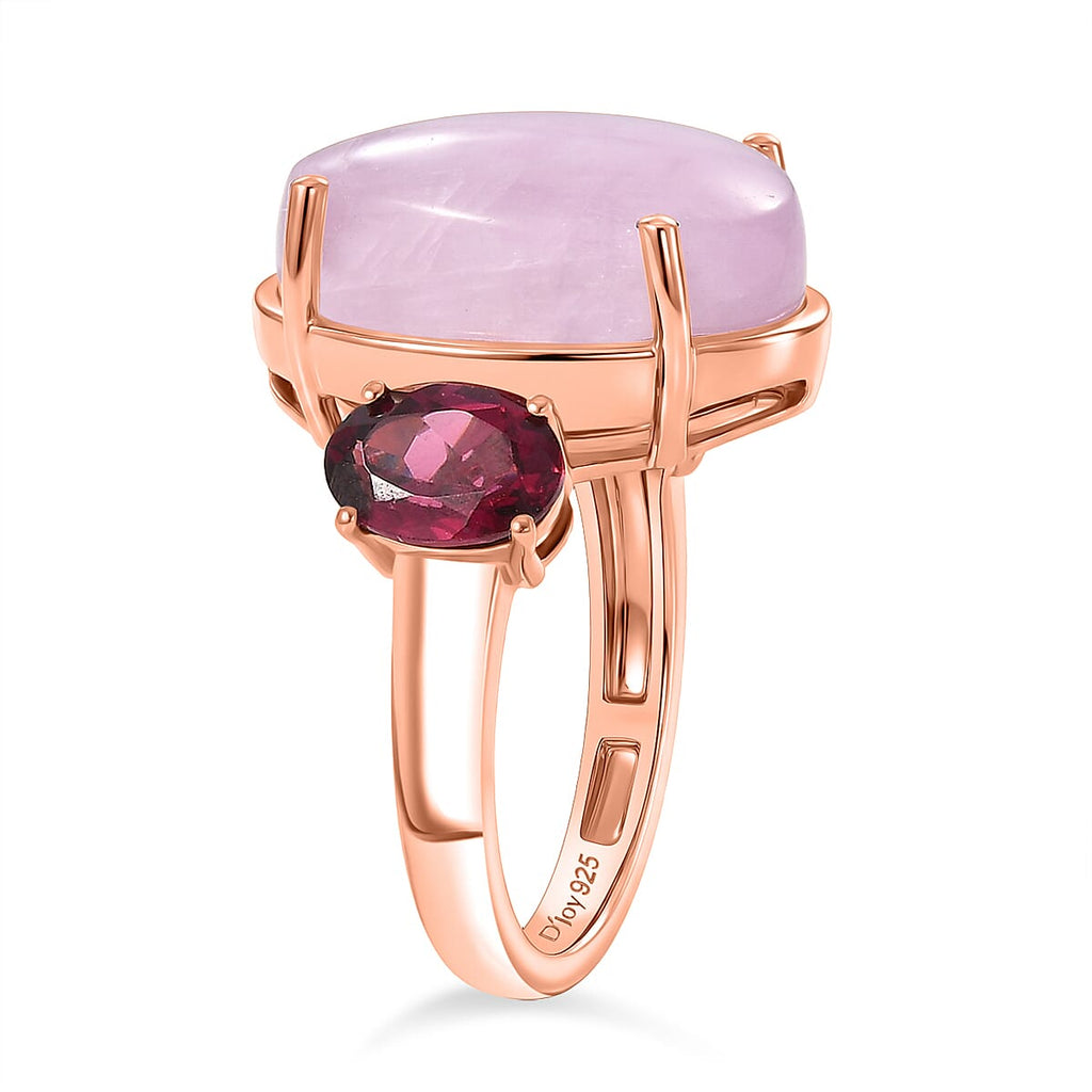 D'Joy Natural Kunzite & Orissa Rose Garnet Trilogy Ring in Rose Gold Plated Sterling Silver 13.50 Ct._8478737_3