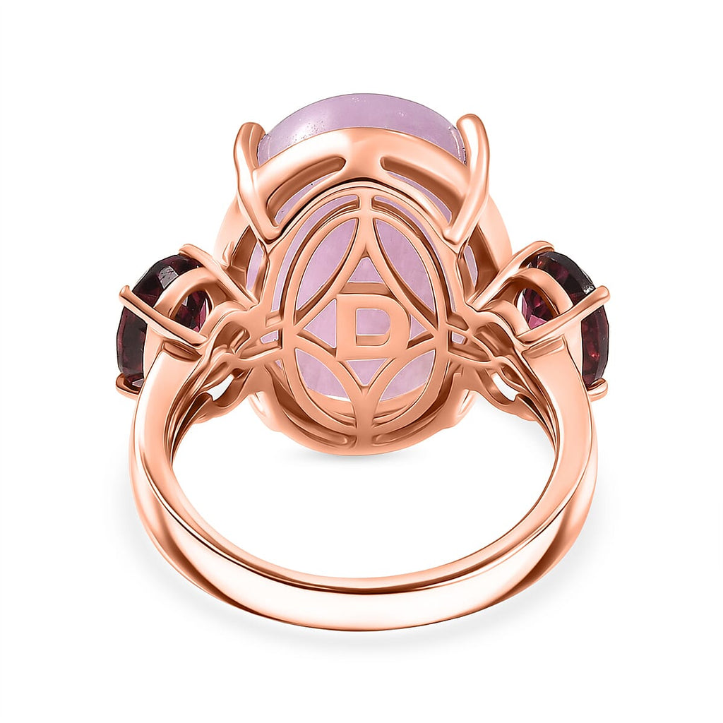 D'Joy Natural Kunzite & Orissa Rose Garnet Trilogy Ring in Rose Gold Plated Sterling Silver 13.50 Ct._8478737_4