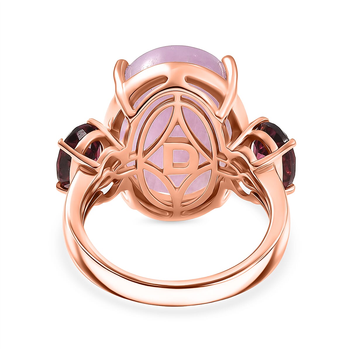 D'Joy Kunzite, Orissa Rose Garnet Trilogy Ring in Rose Gold Plated Sterling Silver 13.50 Ct. V32534151 5