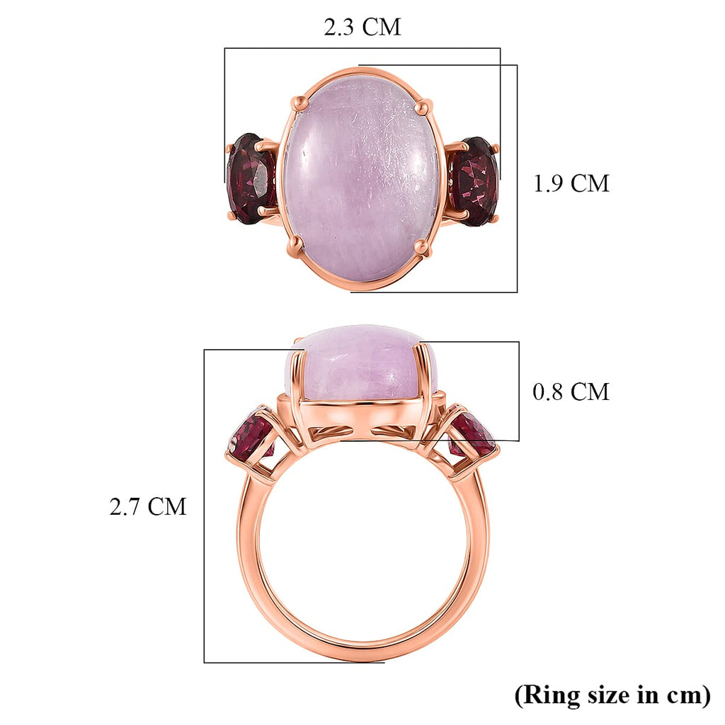 D'Joy Natural Kunzite & Orissa Rose Garnet Trilogy Ring in Rose Gold Plated Sterling Silver 13.50 Ct._8478737_5