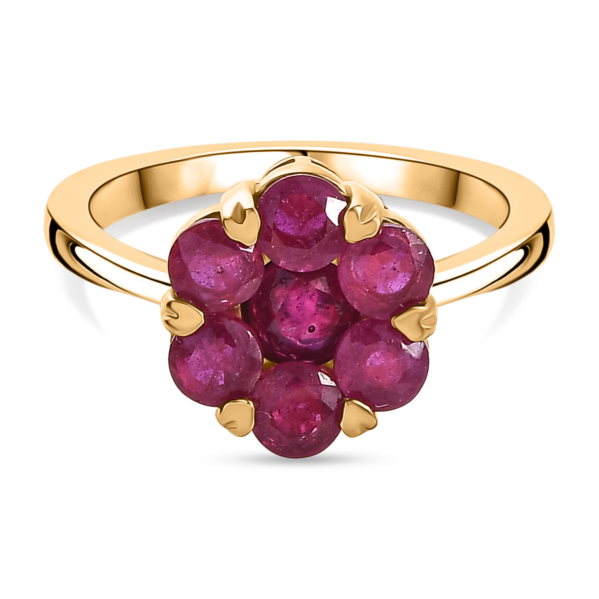 D'Joy African Ruby Floral Ring in 18K Vermeil Yellow Gold Plated Sterling Silver 2.08 Ct. V32528380 0