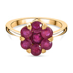 D'Joy African Ruby Floral Ring in 18K Vermeil Yellow Gold Plated Sterling Silver 2.08 Ct._8478757