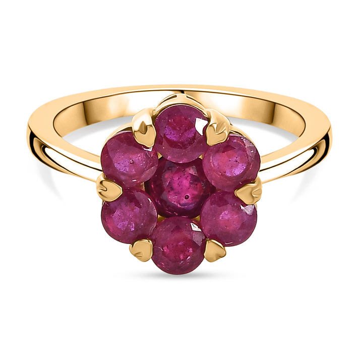 D'Joy African Ruby Floral Ring in 18K Vermeil Yellow Gold Plated Sterling Silver 2.08 Ct. 8478757 1