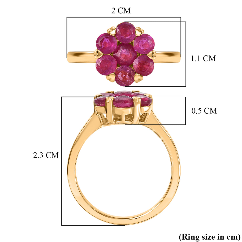 D'Joy African Ruby Floral Ring in 18K Vermeil Yellow Gold Plated Sterling Silver 2.08 Ct._8478758_5