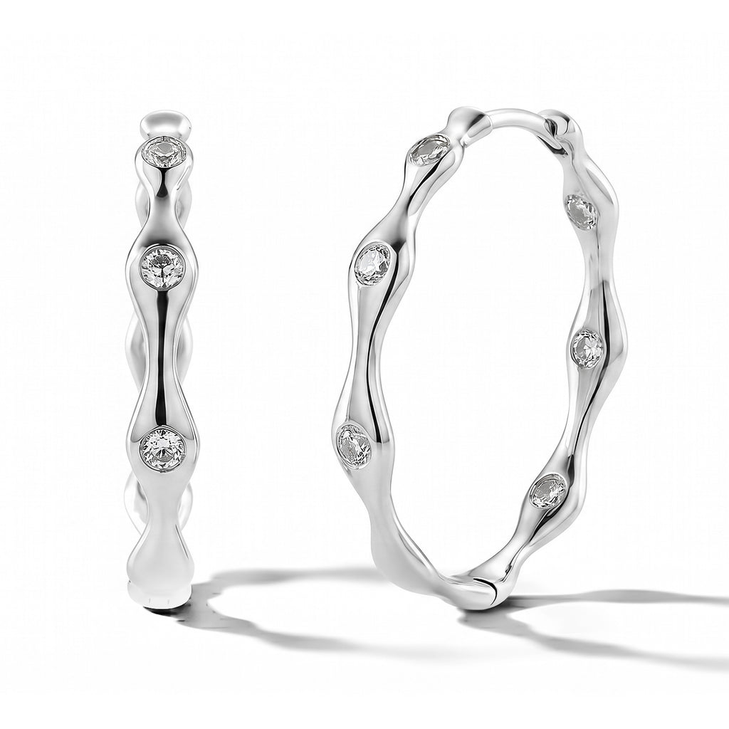 Lucy Q - Lab Grown Diamond Hoop Earring in Rhodium Overlay Sterling Silver 0.40 Ct._8479065