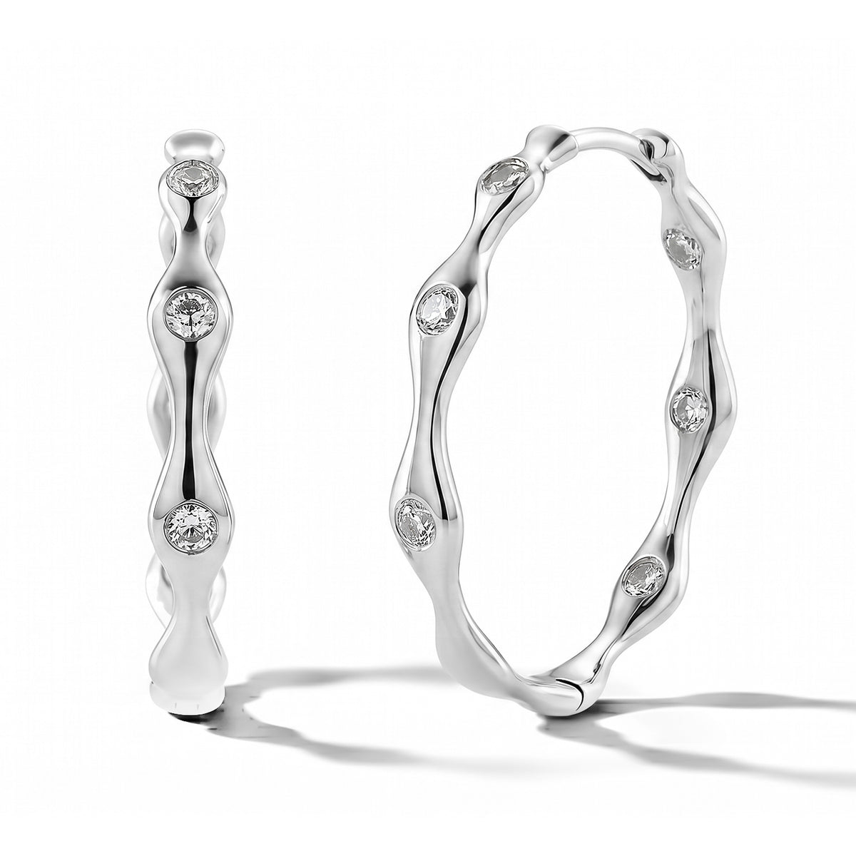 Lucy Q - Lab Grown Diamond (VS/E-F)  Hoop Earring in Rhodium Overlay Sterling Silver 8479065 0