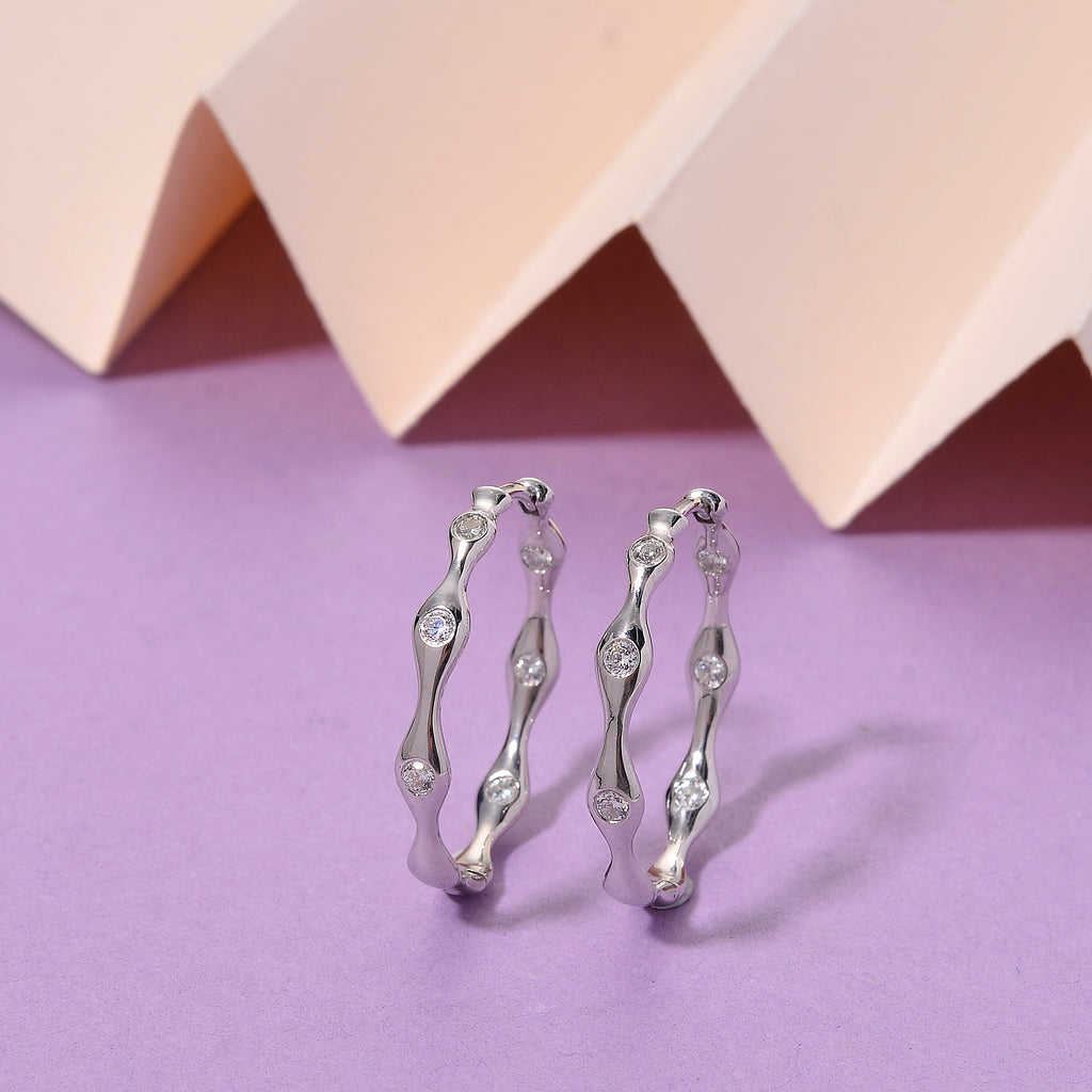 Lucy Q - Lab Grown Diamond Hoop Earring in Rhodium Overlay Sterling Silver 0.40 Ct._8479065_1