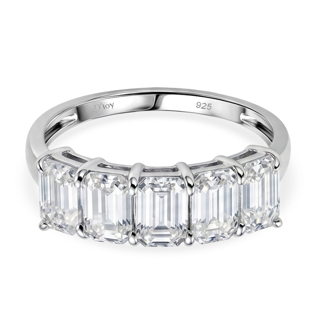 D'Joy - Moissanite Half Eternity Band Ring in Rhodium Overlay Sterling Silver 2.96 Ct._8479137