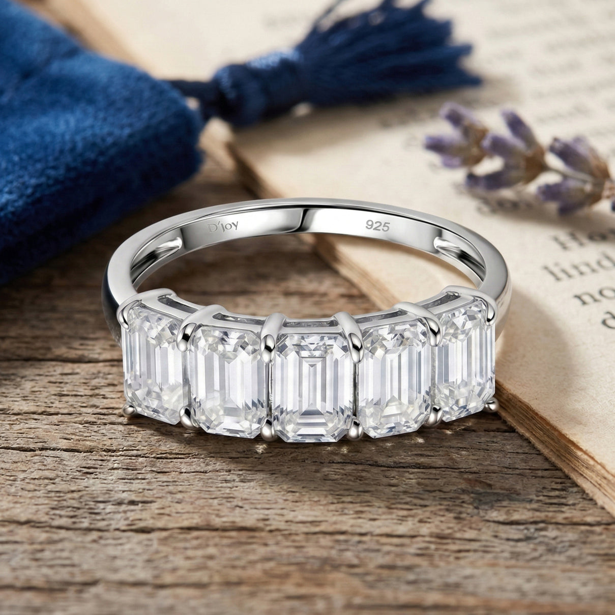 D'Joy - Moissanite Half Eternity Band Ring in Rhodium Overlay Sterling Silver 2.96 Ct. 8479137 2