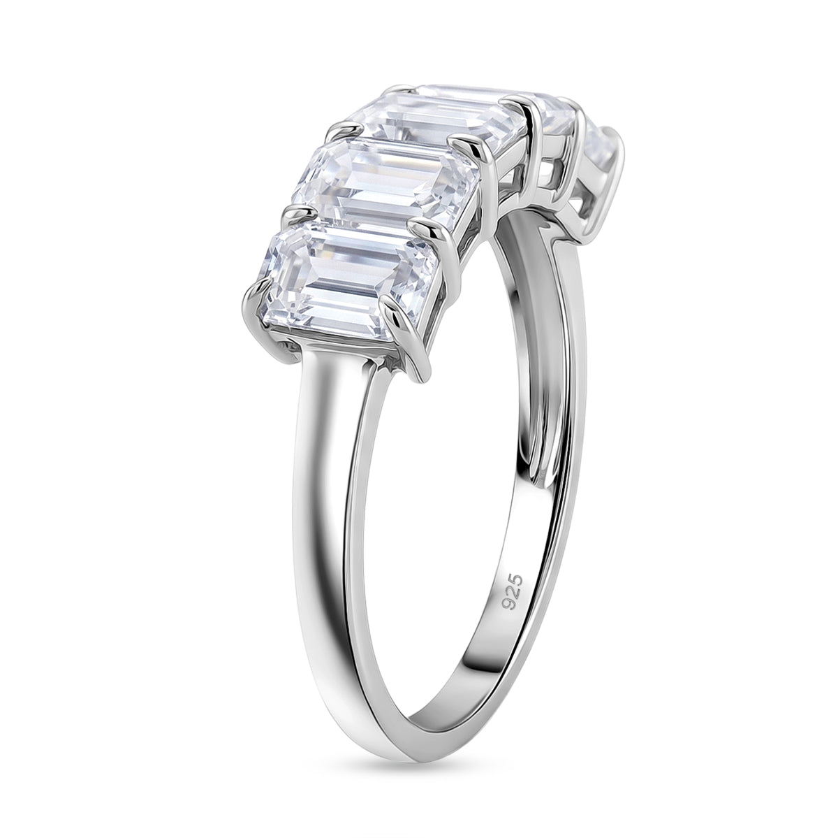 D'Joy - Moissanite Half Eternity Band Ring in Rhodium Overlay Sterling Silver 2.96 Ct. 8479137 4