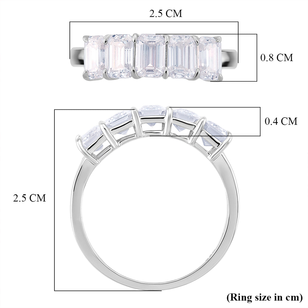 D'Joy - Moissanite Half Eternity Band Ring in Rhodium Overlay Sterling Silver 2.96 Ct._8479137_5