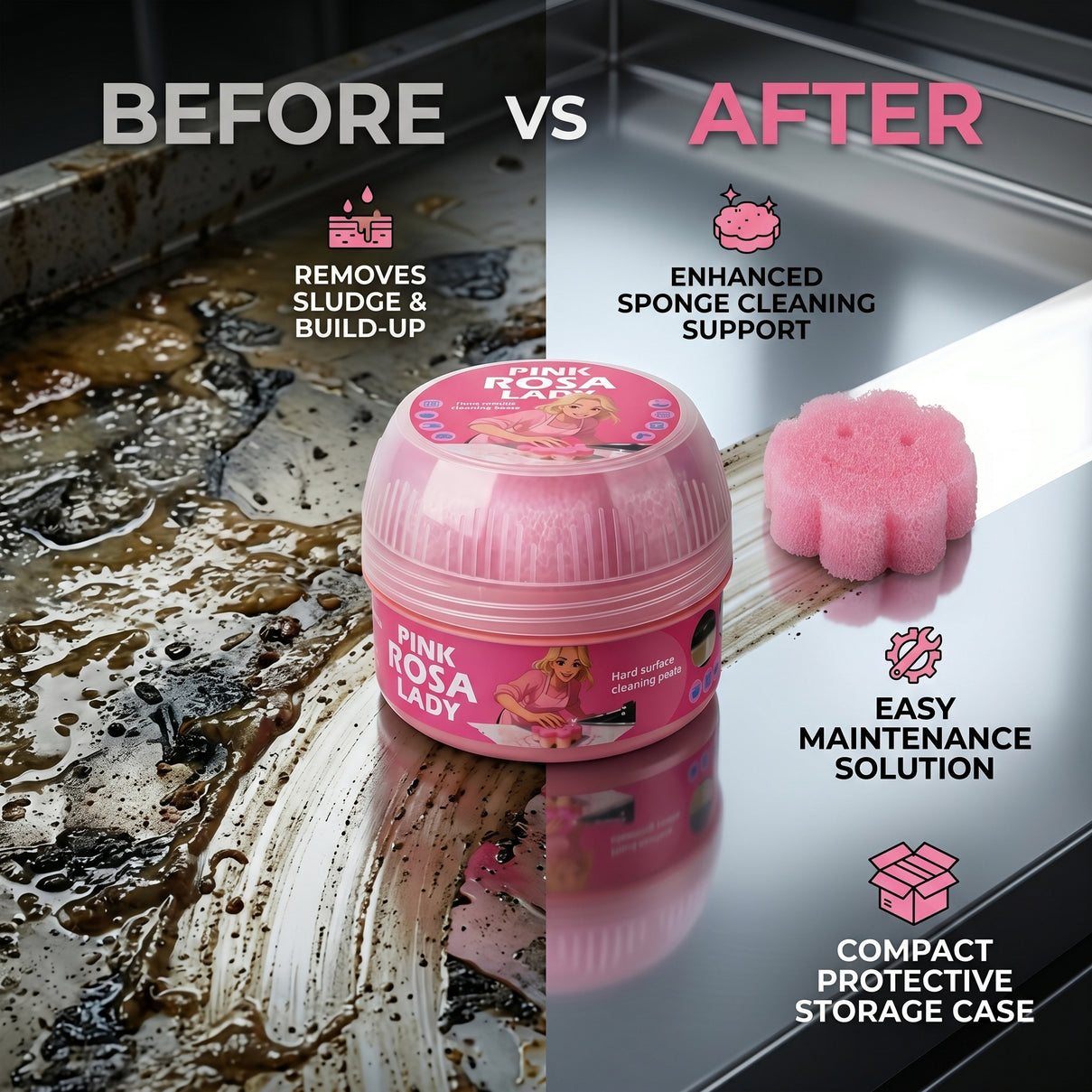 LIVMORE A500 Hard Surface Stain - Cleaning Clay With Sponge  - Pink 8479351 1