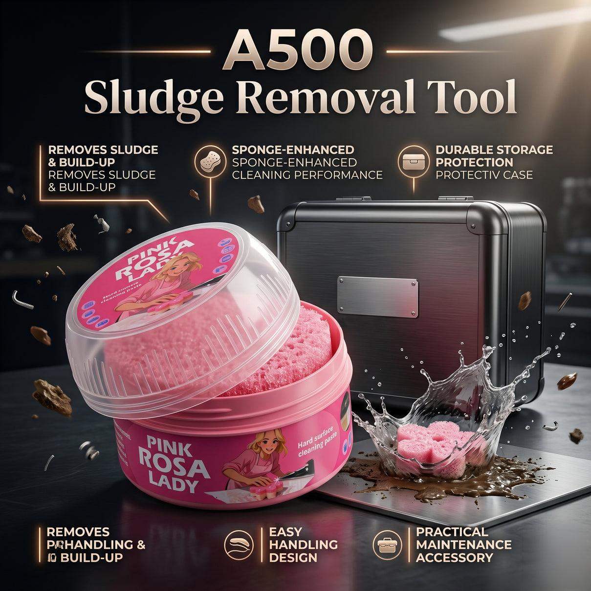 LIVMORE A500 Hard Surface Stain - Cleaning Clay With Sponge  - Pink 8479351 3