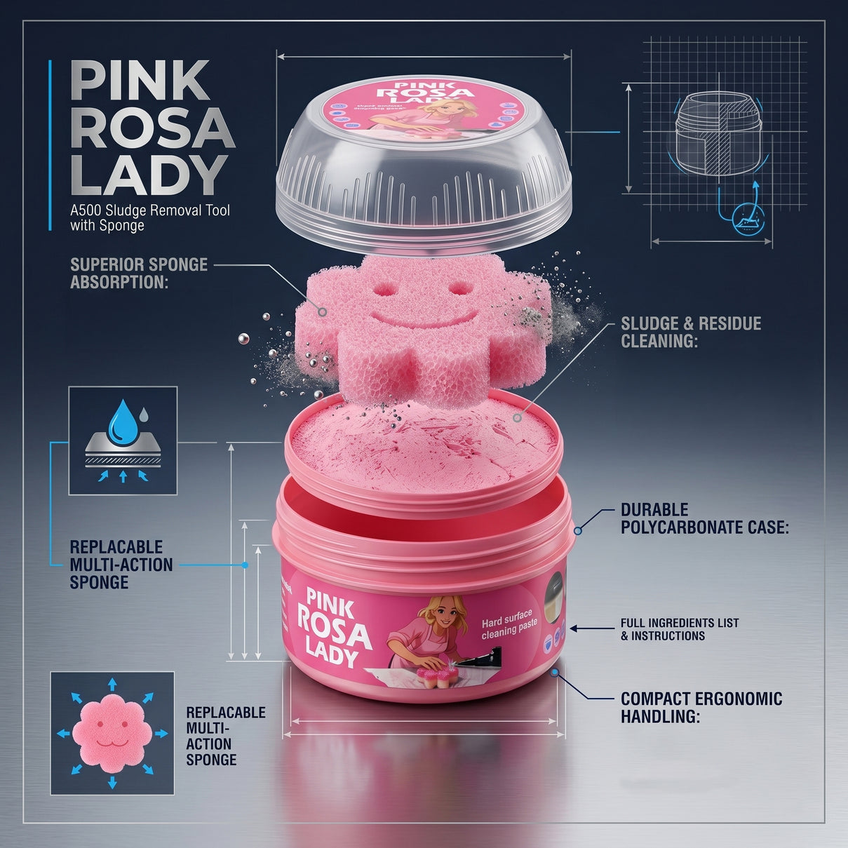 LIVMORE A500 Hard Surface Stain - Cleaning Clay With Sponge  - Pink 8479351 5
