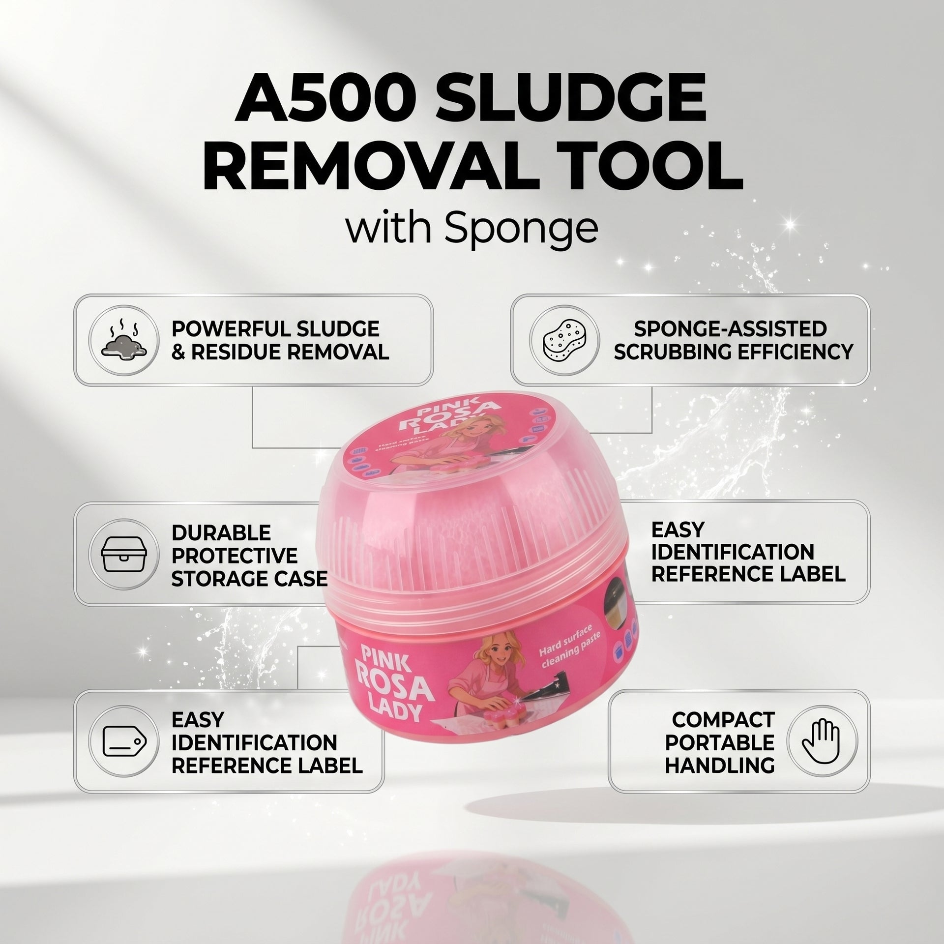 LIVMORE A500 Hard Surface Stain - Cleaning Clay With Sponge  - Pink 8479351 7