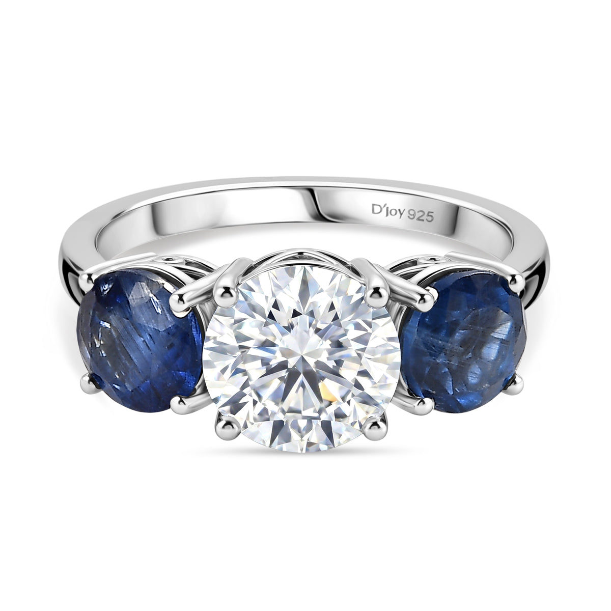 Designer Inspired- Natural Kyanite and  Moissanite  Ring in Rhodium Overlay Sterling Silver 4.03 Ct. V32523005 0
