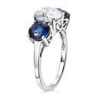 Designer Inspired- Natural Kyanite and Moissanite 3 Stone Ring in Rhodium Overlay Sterling Silver 4.03 Ct._8479414_3