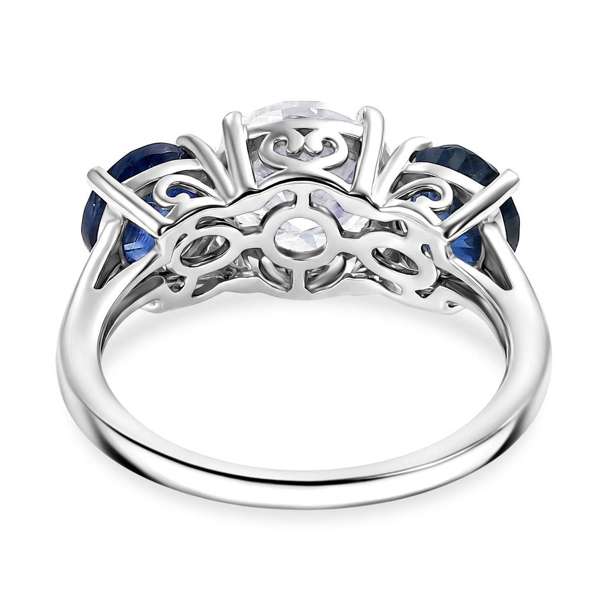 Designer Inspired- Natural Kyanite and  Moissanite  Ring in Rhodium Overlay Sterling Silver 4.03 Ct. V32523005 5