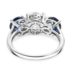 Designer Inspired - AAA Natural Kashmir Kyanite & Moissanite Trilogy Ring in Rhodium Overlay Sterling Silver 4.03 Ct._8479415_4