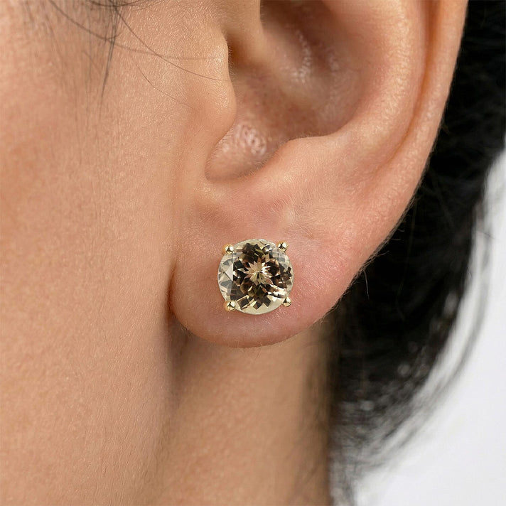 2 Ct. AAA Natural Turkizite Solitaire Stud Earrings With Push Backs in 9K Yellow Gold 8479454 2