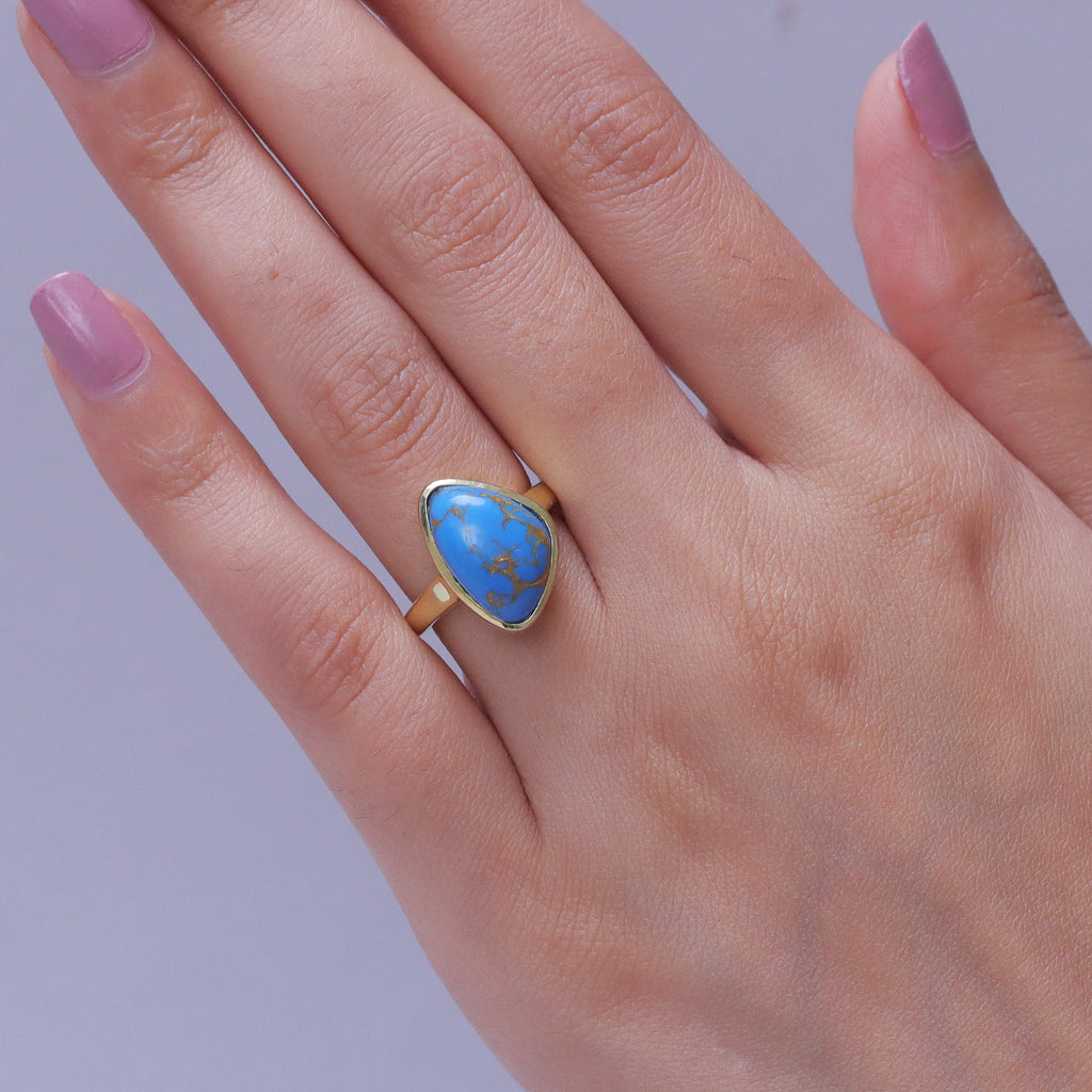 EverTrue - Blue Turquoise Ring in Yellow Gold Tone 5.90 Ct._8479475_1
