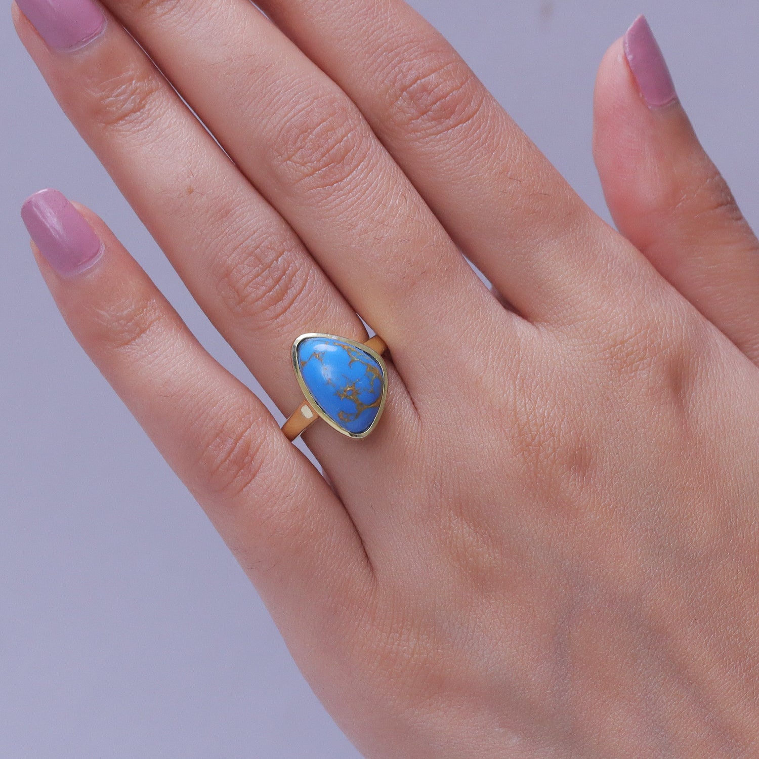 EverTrue - Blue Turquoise Ring in Yellow Gold Tone 5.90 Ct. 8479475 1