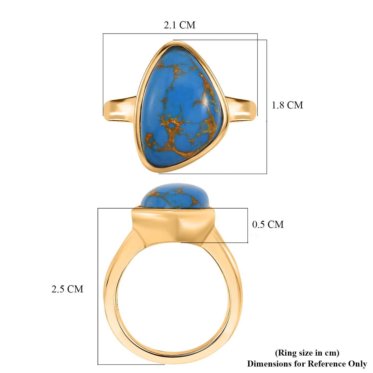 EverTrue - Blue Turquoise Ring in Yellow Gold Tone 5.90 Ct. 8479475 5
