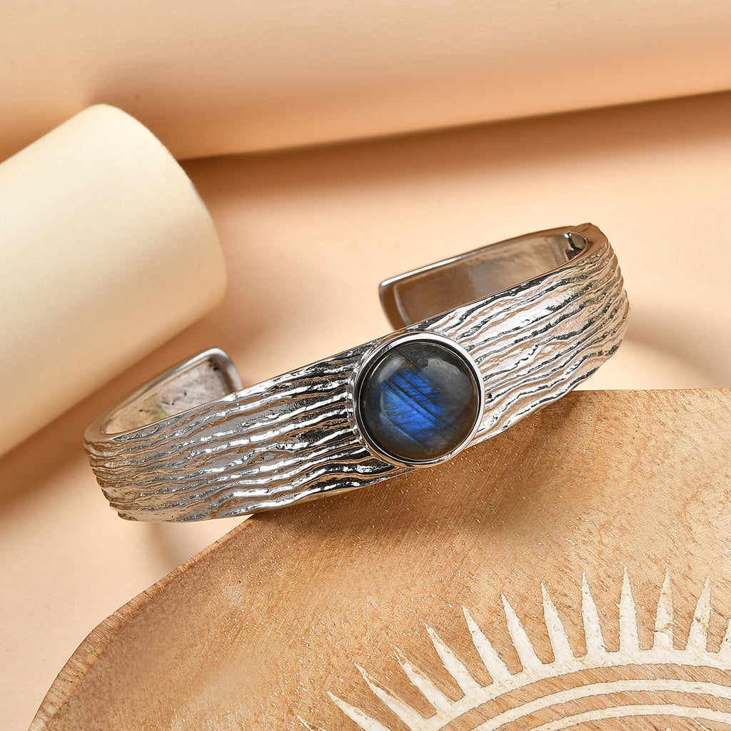 EverTrue Labradorite Cuff Bangle (Size - 7.5) 11.66 Ct._8479493_2