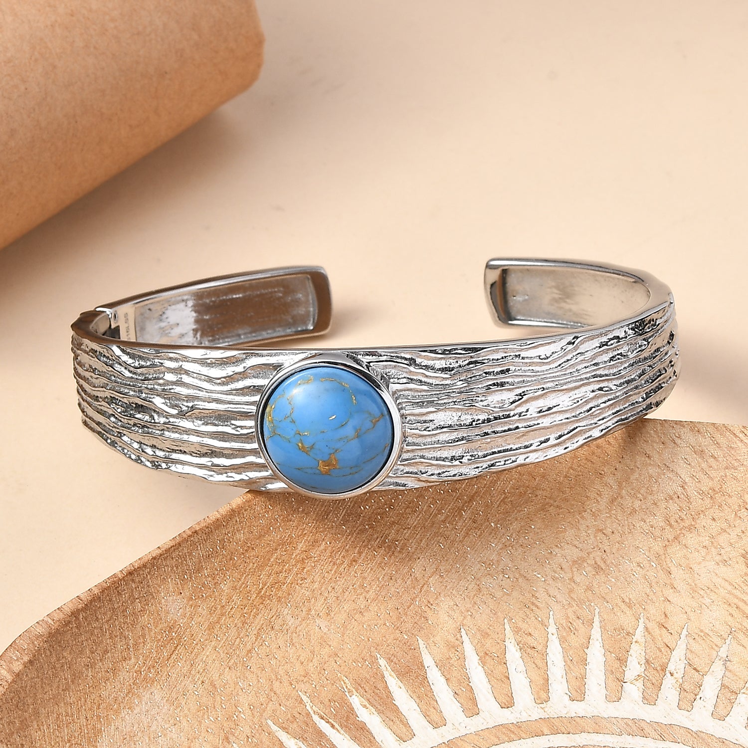 Blue Turquoise Cuff Bangle (Size - 7.5) 9.58 Ct. 8479504 2