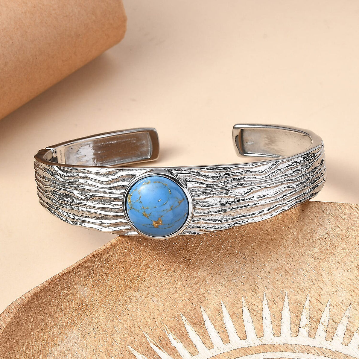 Blue Turquoise Cuff Bangle (Size - 7.5) 9.58 Ct. V32745085 3