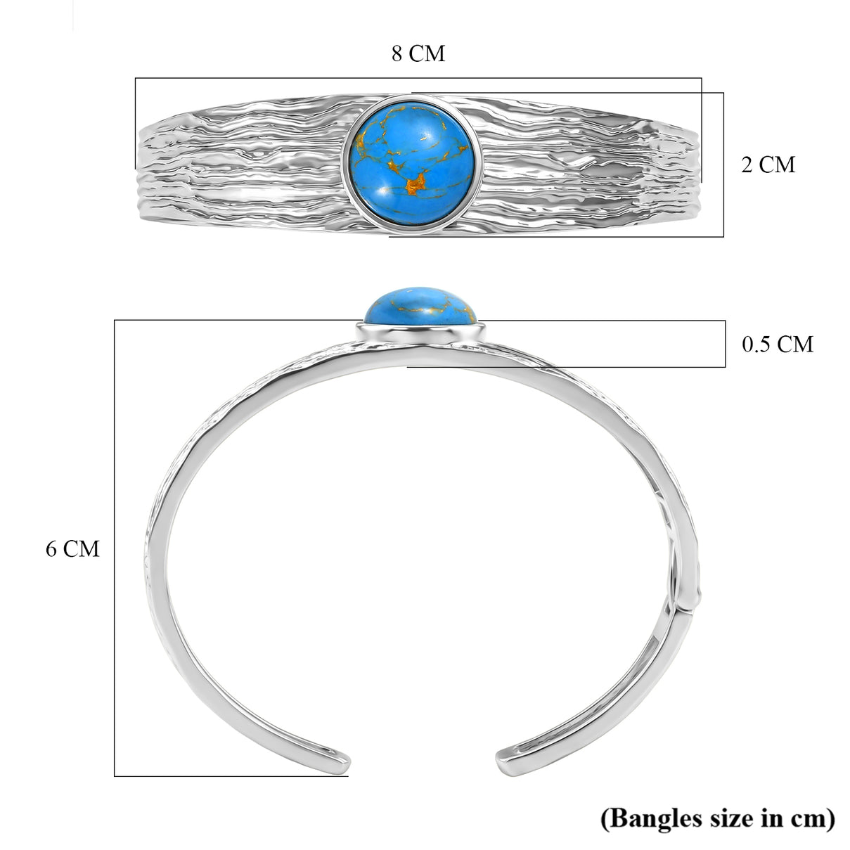 Blue Turquoise Cuff Bangle (Size - 7.5) 9.58 Ct. 8479504 5