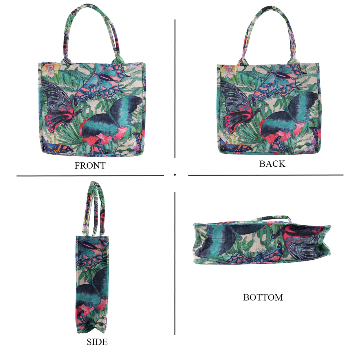 Set of 2 - Butterfly &amp; Tropical Palm Print RFID Blocking Tote Bag &amp; Cellphone Purse - Green &amp; Multi V32513543 5