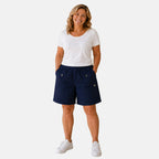 Pure And Natural Ladies Elasticated Waist Stretch Shorts (Size 18) - Navy_8479666