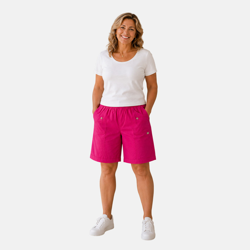 Pure And Natural Ladies Elasticated Waist Stretch Shorts (Size 16) - Rose Pink_8479677