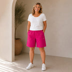 Pure And Natural Ladies Elasticated Waist Stretch Shorts (Size 18) - Rose Pink_8479678_1