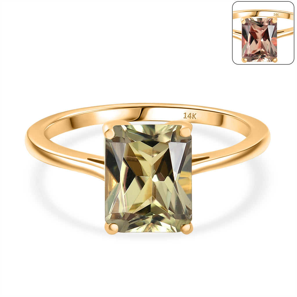 14K Yellow Gold AAAA Turkizite Solitaire Ring 3.09 Cts_8479776