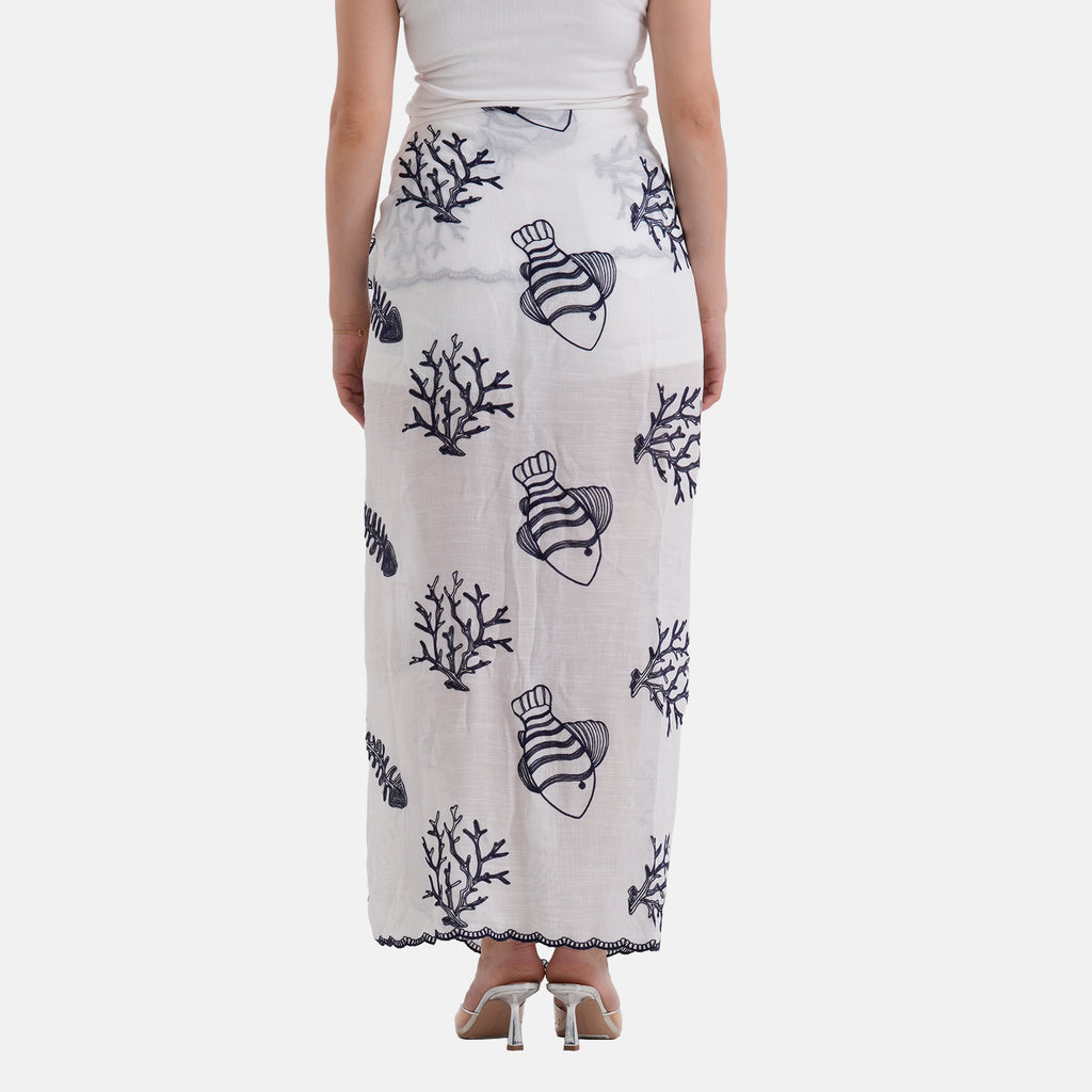 La Marey Embroidered Large Scarf (One Size) - White_8480063_4
