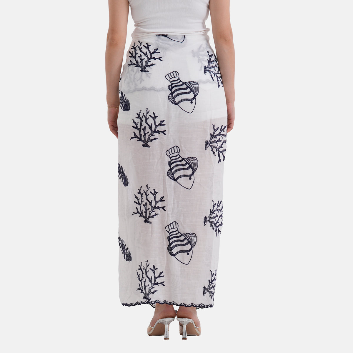 La Marey Embroidered Large Scarf (One Size) - White V32566857 5