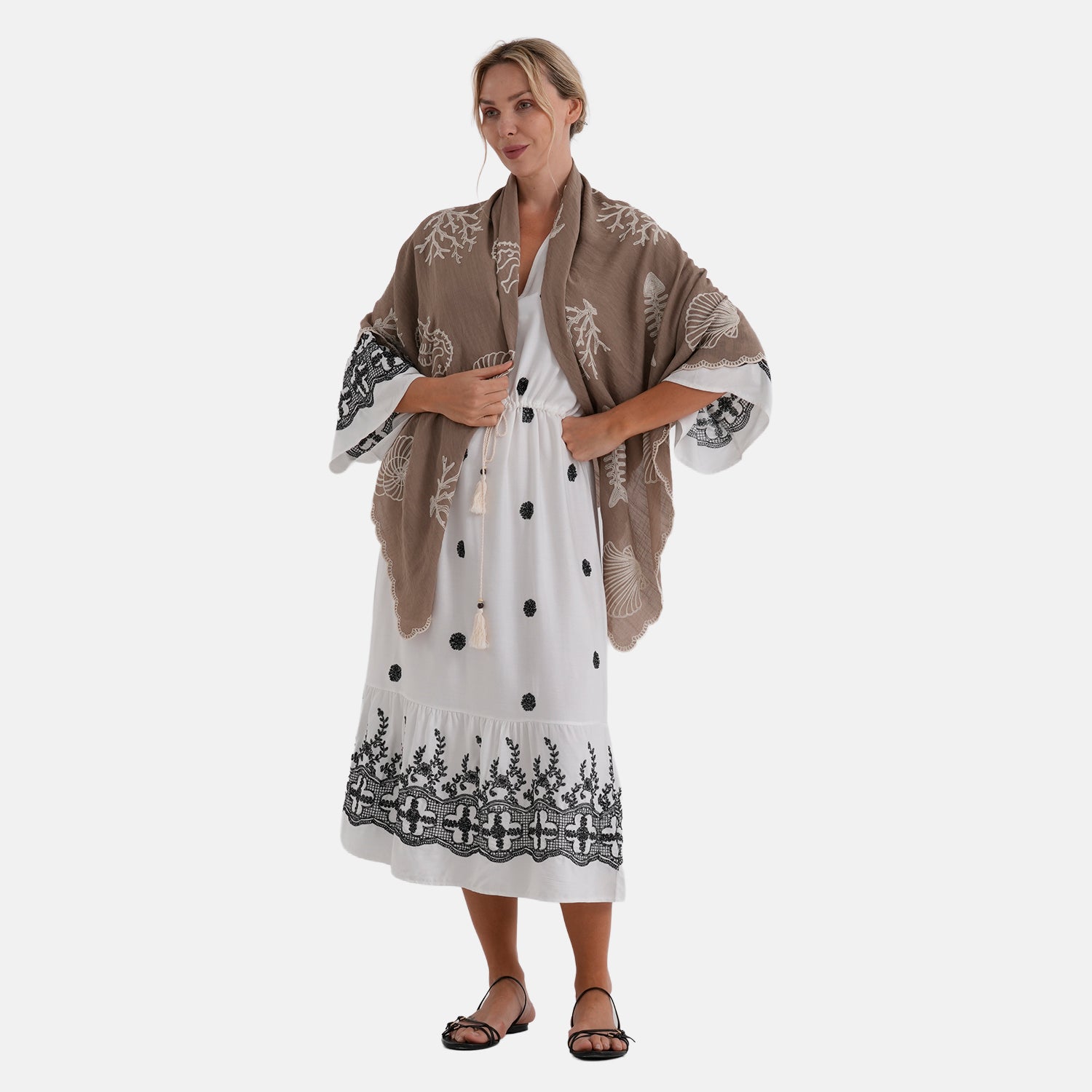 La Marey Embroidered Large Scarf (One Size) - Brown 8480119 0