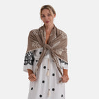 La Marey Embroidered Large Scarf (One Size) - Brown_8480119_1