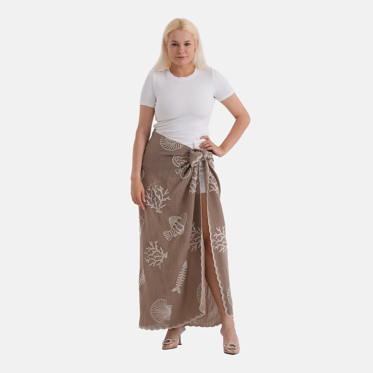 La Marey Embroidered Large Scarf (One Size) - Brown 8480119 3