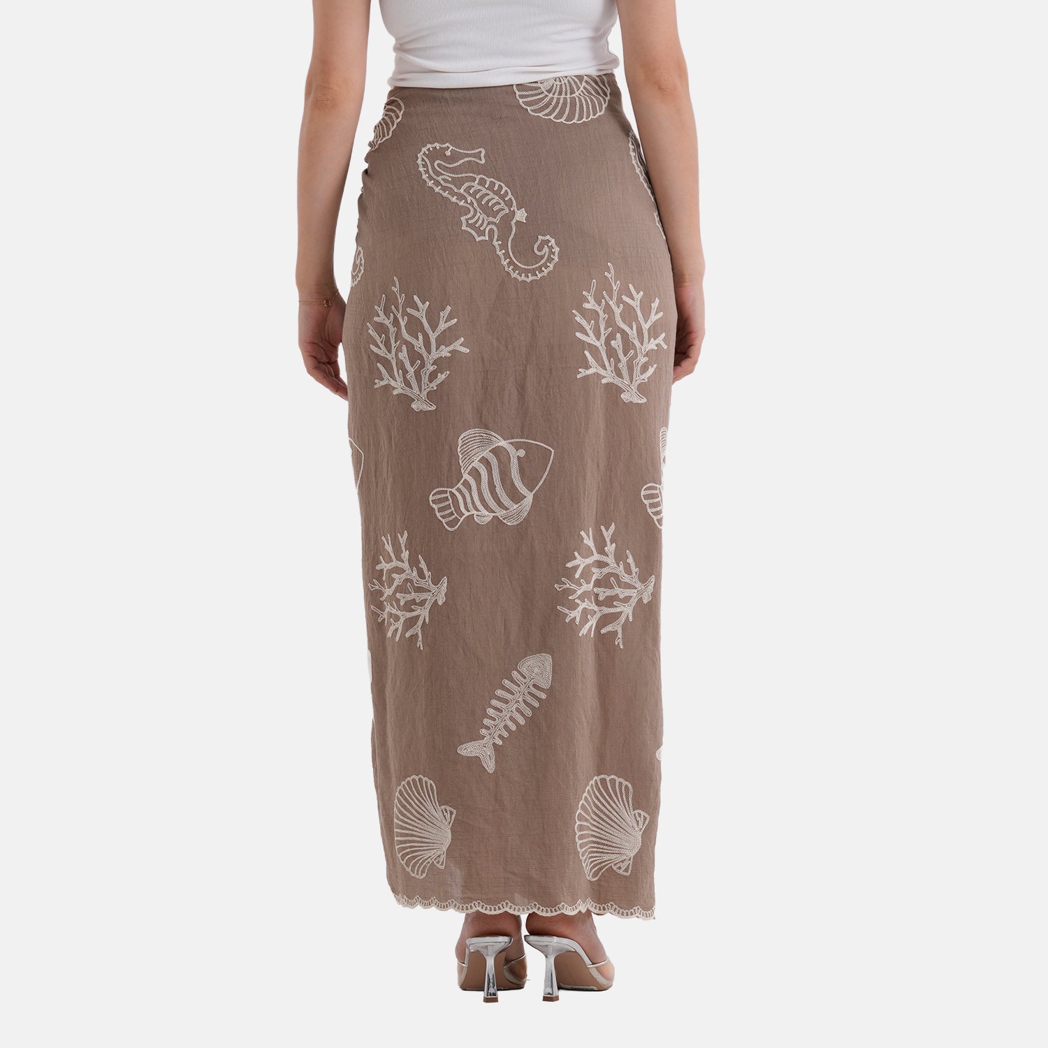 La Marey Embroidered Large Scarf (One Size) - Brown 8480119 4