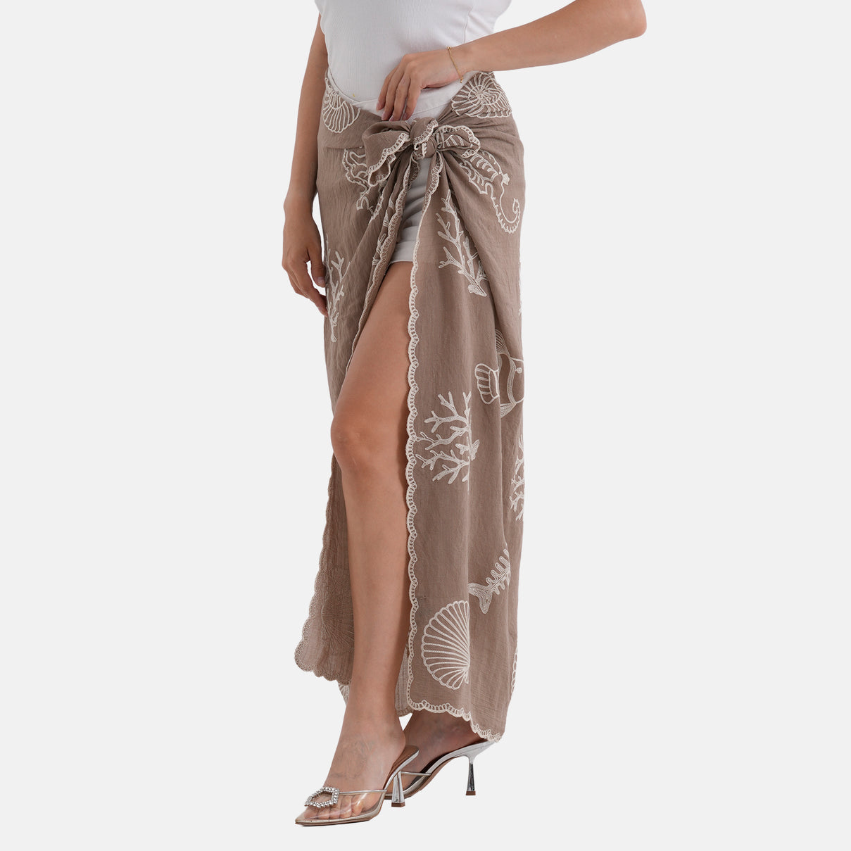 La Marey Embroidered Large Scarf (One Size) - Brown 8480119 5